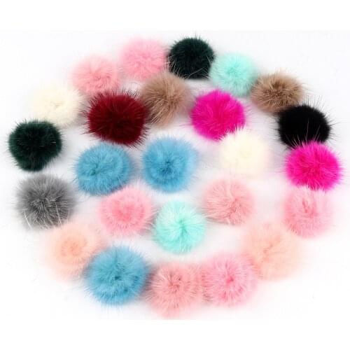 10pcs/lot 3cm Fur Pompom Real Mink Fur Balls 30mm Mini Pom Poms DIY Pompon Decro For Hats Cap Scarf Gloves Keychain Wholesale