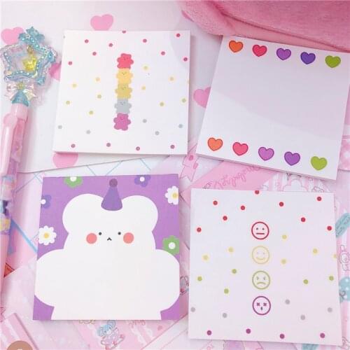 Cute Bear Cartoon Portable Memo Pad Sticky Notes Paper Notebook Stationary Office School Supplies