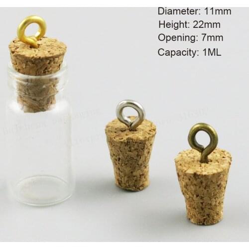 1ML Empty Mini Cute Glass Bottle With Eye Hook 1CC Refillable Small Glass Vials Pendant Small Charm Glass Bottle