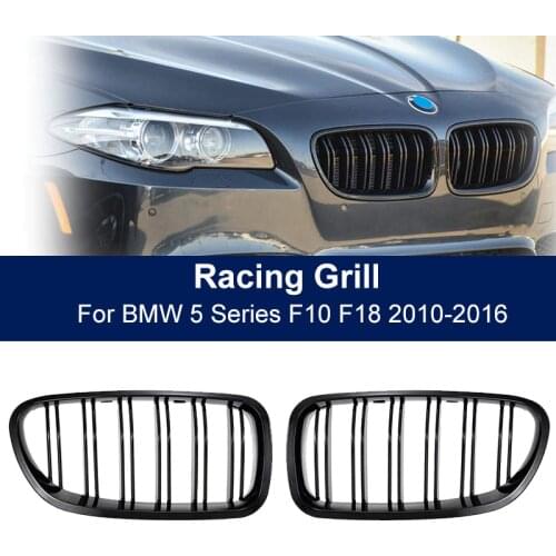 Car Front Kidney Grille Grill For BMW 5 Series F10 F11 F18 520d 530d 540i 2010 2011 2012 2013 2014 2015 2016 Dual Slats Grill
