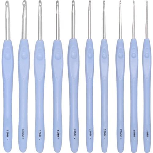 RORGETO Crochet Hooks Soft Handle Knitting Needle Yarn Hook Ergonomic Crochet Needles for Sweater Weaving Sewing DIY Craft Blue