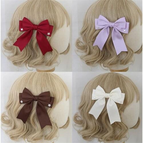 Handmade Lolita Fairy Top Clip JK Uniform Hairpin Star Bowknot Large Hair Side Clip B1631