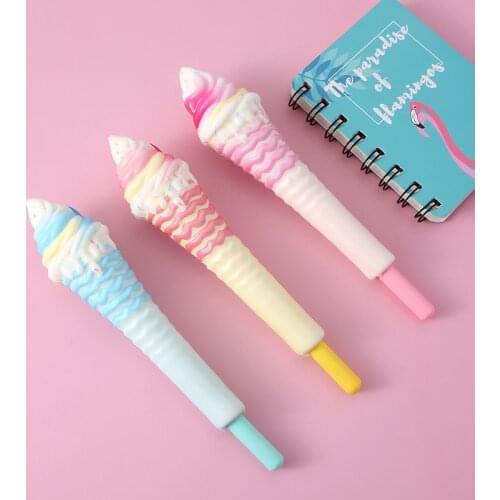 2 Pcs Cute Soft Gel Pen Ice cream pen Stationery Office School Supply Decompression Creative Lovely Cartoon Pen for Gift