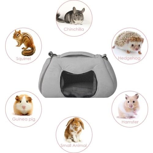 Cute Pet Rat Hamster Carrier Bag Leopard Plush Small Animal Carrier Comfort Travel Outdoor Pet Hanging Bed Breathable Backpack