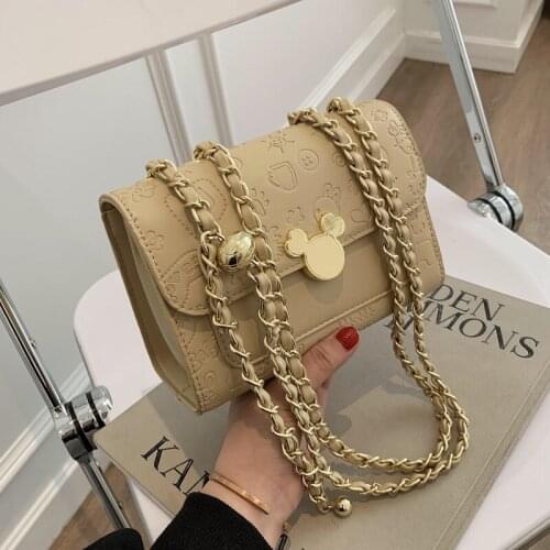 Disney Mickey Mouse Shoulder Bags New Cute Student Small Messenger Bag Fashion Handbags Round Shoulder Bag Compact Female Bag