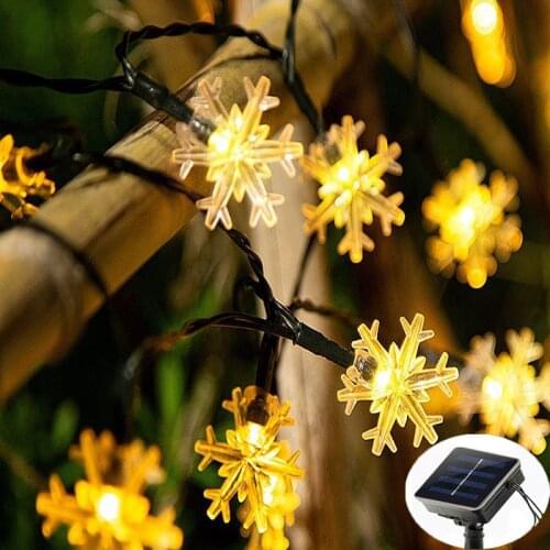 5m/10m/20m Snowflakes Led String Fairy Lights Christmas Tree Party Home Wedding Garland Decoration Battery Solar Powere