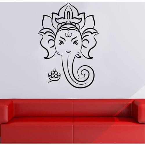 Sacred Ganesha Hindu God Wall Sticker Home Decor Wall Art Murals Removable Vinyl Wall Decals Living Room Bedroom Decoration