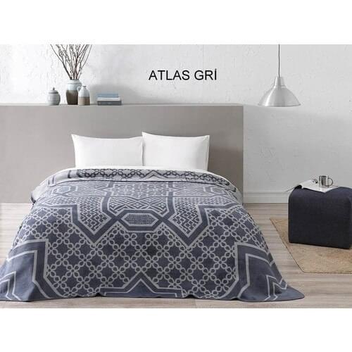 Tac Atlas Cotton Blanket Blue-Gray Double