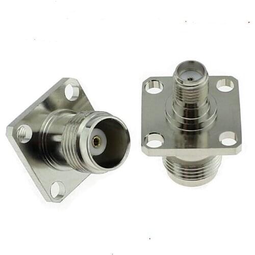 TNC Female To SMA Female 4 Hole Flange Panel Mount RF Coaxial adapter Connectors 17.5*17.5