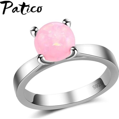 Three Color Simple Opal Stone Rings For Women Fashion Jewelry Accessory 925 Sterling Silver Wedding Rings Free Shipping