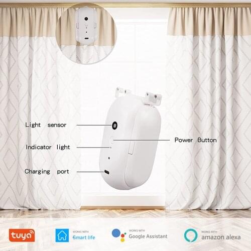 Smart Curtain Robot Temperature Control Light Sensor Automatic Curtain Opener Timing Function Rechargeble Robot Support Tuya