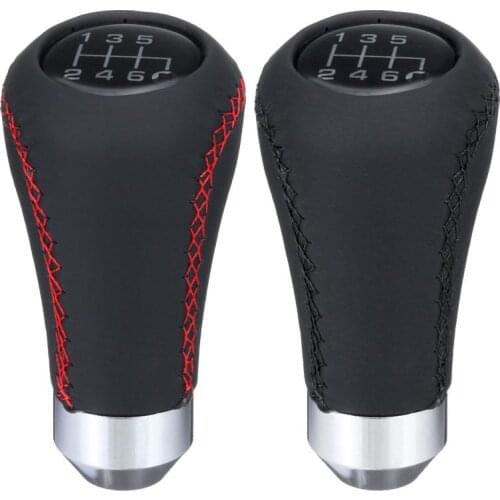 Universal 6 Speed Car Gear Shift Knob Manual Shifter Lever Stick Red Black Stitche PU Leather