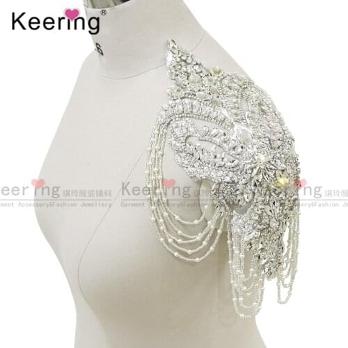 Keering embroidered beaded stone applique for brides dress WDP-288