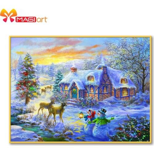 Cross stitch kits Embroidery needlework sets 11CT water soluble canvas patterns 14CT Full Merry Christmas Town NCMC133