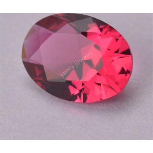High Quality 5A 2x3~15x20mm 5# Deep Rose Red Color Glass Oval Shape Brilliant Cut Loose Lab Created Gems Glass Stone For Jewelry