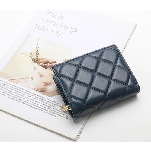 San Maries Womens Wallets and Purses Genuine Leather Fashion Short Money Bag Luxury Sheepskin Hasp Purse Zipper Coin Purses