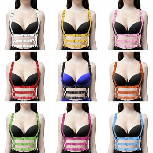 Leather Women Body Harness Bra Punk Goth Strappy Tops Cage Harnesses Bondage Lingerie Adjust Waist Belt Festival Rave Costume