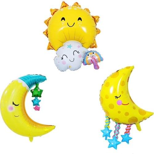 1pc Moon Smiley Rainbow White Cloud Foil Balloons For Childrens Birthday Party Decoration Baby Shower Kids Toy Helium Balls
