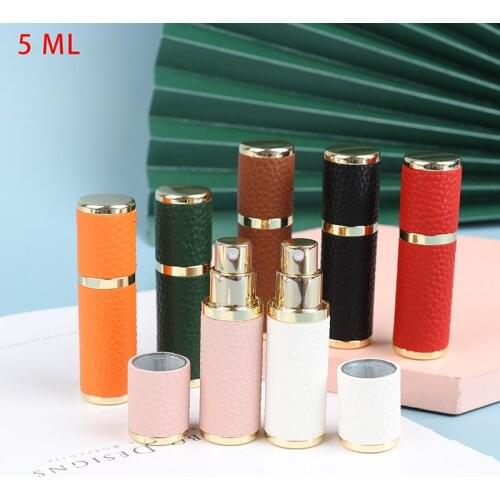 1 Pcs Empty 5Ml Perfume Bottle Leather Luxury Mini Metal Portable Sprayer Refillable Perfume Atomizer Travel Size
