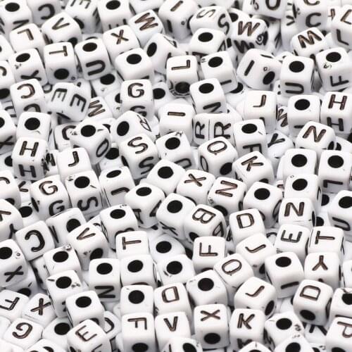 100-500pcs 5x5mm White and Black Square Mixed Alphabet Letter Acrylic Spacer Beads For Jewelry Making Handmade Diy Accessories