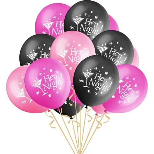 20pcs 12 Inch Pink Black Rose Red Hen Night Party Round Latex Balloon Wedding Engagement Women Single Party Decor Ballons