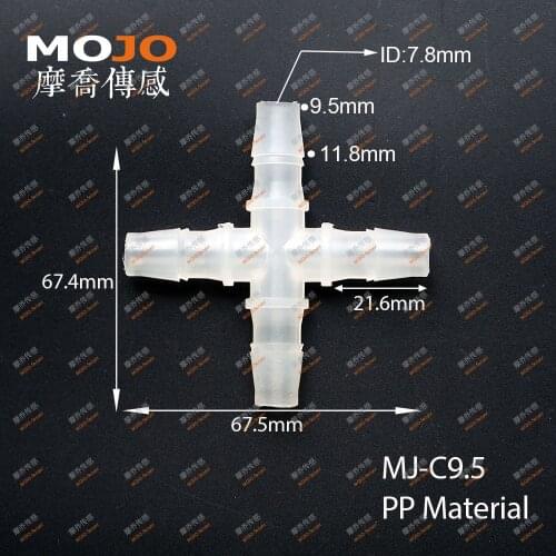 2020 Free shipping!(50pcs/Lots) MJ-C9.5 PP material multiple pass pipe connectors 9.5mm four way