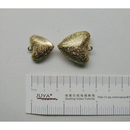 24pcs/lot Golden Metal Heart-shaped Bell Ribbon Jewelry Ornaments Christmas Decoration Pendants DIY Decoration Size 25mm/20mm B7