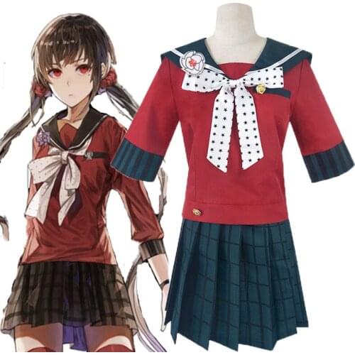 7pcs danganronpa v3 killing harmony harukawa maki school uniform female girl cosplay costume set and wig halloween Party costume