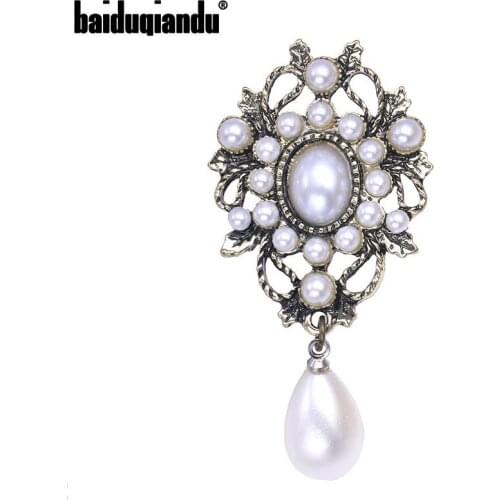 Baiduqiandu White Waterdrop Imitation Pearl Charming Brooch For Women Jewelry Brooches and Pins Party Jewelry Mujer Bijoux Gift