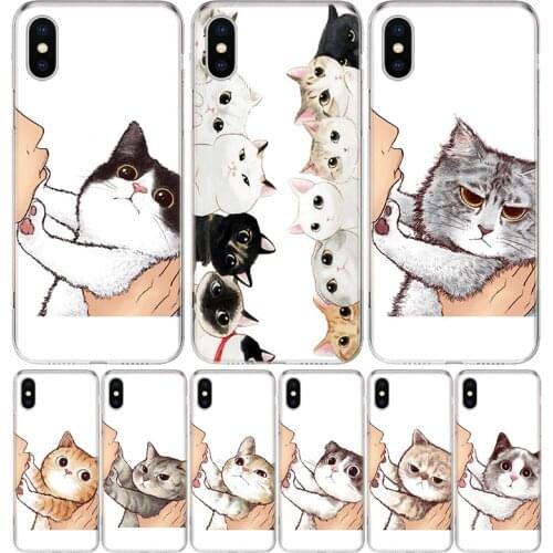 Kiss lovely Cats Cover Phone Case For Iphone 11 12 Mini Pro 7 6 X 8 6S Plus XS MAX + XR 5S SE 10 9 Art TPU Coque Capa Shell