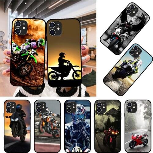 Phone Case For Apple IPhone 12 Mini 11 Pro XR X MAX SE XS 4 5 6 6S 7 8 E Plus Black Cover Shell Soft Moto Cross Motorcycle