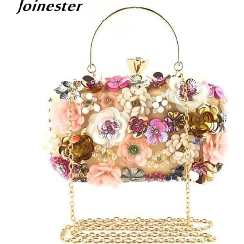 Flower Sequins Wedding Evening Clutch Purse Formal Bridal Clutch Bag Cocktail Party Handbags Vintage Beaded Party Pouch Bags