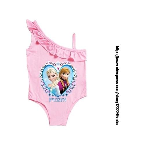 Disney Frozen Elsa Anna Dolls New Girls Swimwear Children One-piece Swimsuit Doll Cartoon Girl Swimwear