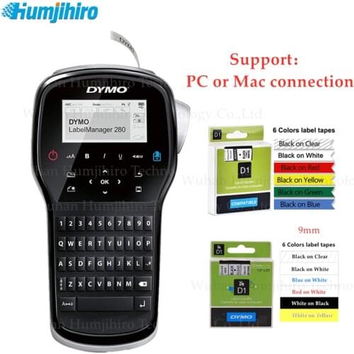 Label Maker LabelManager LM-280 Rechargeable Portable Label QWERTY Keyboard PC and Mac Connectivity for Home Office Organization