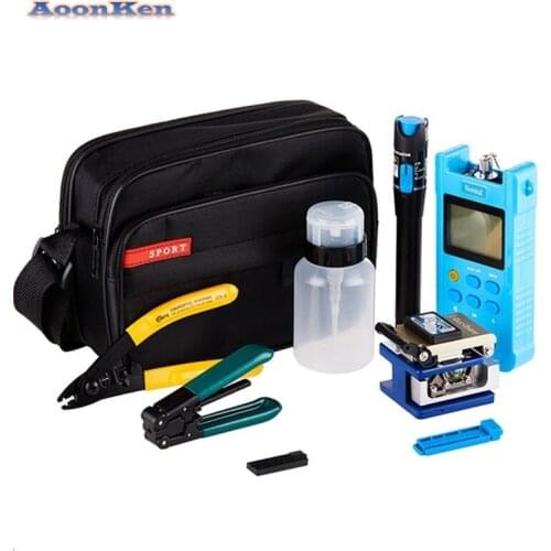 Fiber Optic FTTH Tool Kit with Fiber Cleaver Optical Power Meter 10km Visual Fault Locator