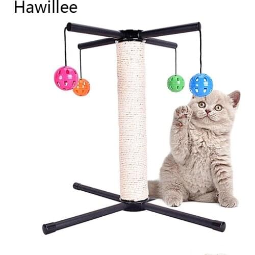 Diy Cat Scratching Board with Bell Ball Fun Grind Claws Toy Large Sisal Scratching Post Freely Assembly Cat Toys