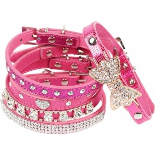 PipiFren Small Cats Collars Dogs Kitten Breakaway Necklace Rhinestone Accessories Leash Pet collier pour chat animaux reglable