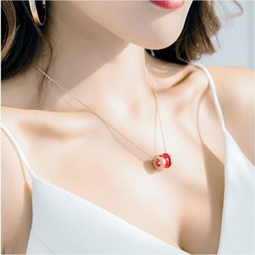 Little red necklace Roman digital arc ceramic spring necklace female douyin with web celebrity clavicle chain