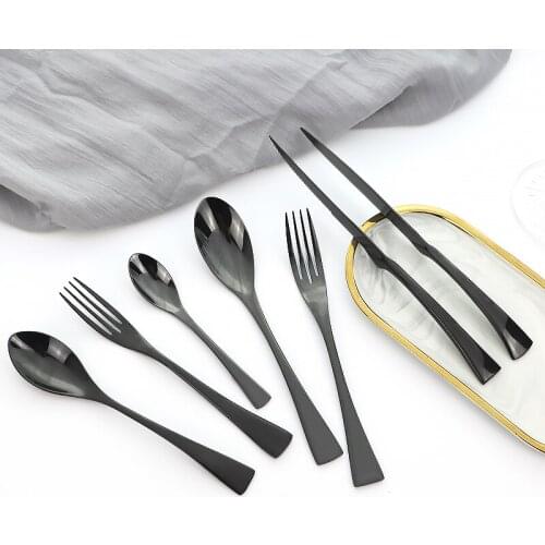 Dinnerware Set Stainless Steel Kitchen Cutlery Set Black Steak Knife Dessert Spoon Flatware Fork Tableware Accessories