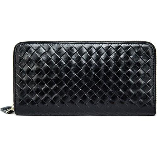 Wholesale Men long youth woven Clutch Wallet mobile phone bag leisure Day Clutches Leather Wallet