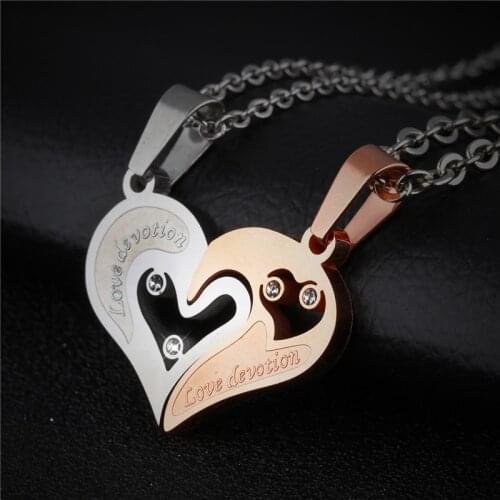 50CM 45CM YMS N444 Valentines Day Gift Korean Couple Necklace For Women Stainless Steel Rose Gold Black Love Each Other Chain