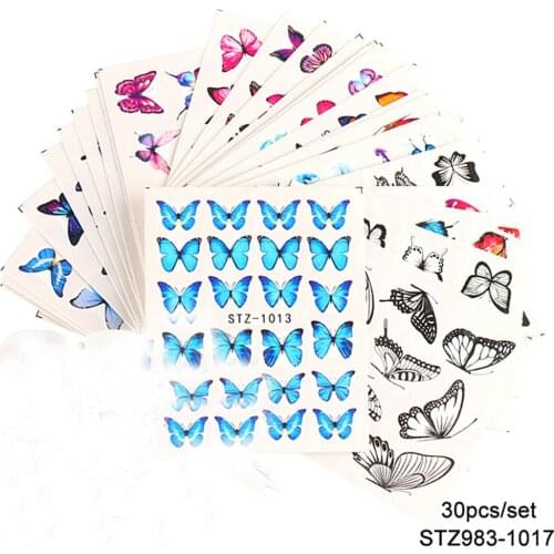 1Set Vivid Butterfly Nail Water Decals Stickers Transfer Tattoos Decals DIY Multi-Shape Manicure Nail Art Slider Decoration KR-5