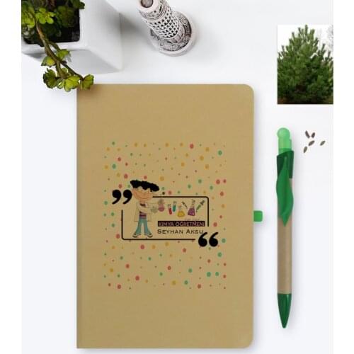 Personalized Chemistry Teacher Environmentalist Notebook and Seeded Pen Set-2