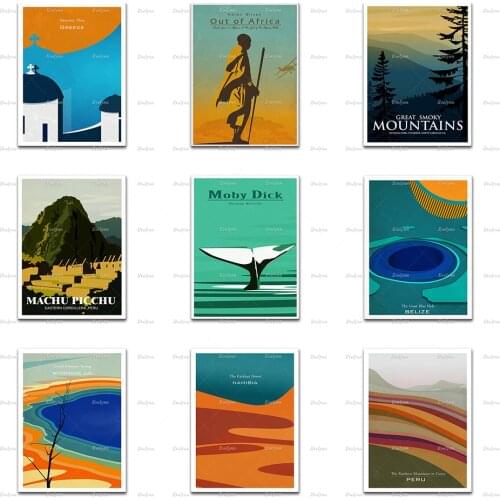 New York London Uluru Joshua Tree National Park Mount Fuji Mountains Poster,Mid-Century Travel Wall Art Prints Home Decor Canvas