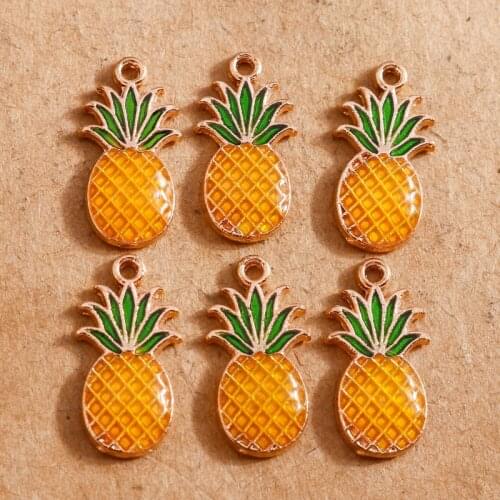 10pcs 9*17mm Enamel Pineapple Fruits Charms for Jewelry Making Fashion Earring Pendants Bracelets Necklace Charms DIY Findings