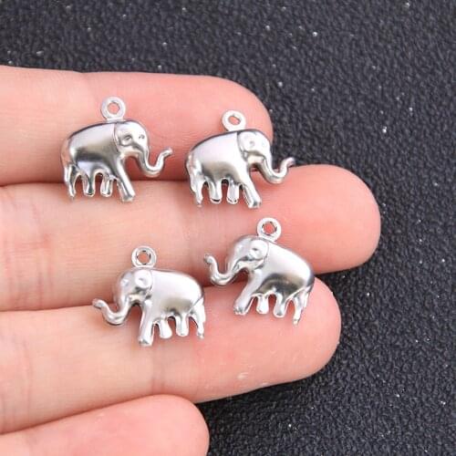 15pcs Charms Elephant 14*15mm 316 stainless Steel Silver Color Animal Pendants Antique Jewelry Making DIY Handmade Craft