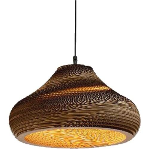 Southeast Asia Nest Corrugated Paper Pendant Lights Chinese Cafe Hanging Decorative Lamps Restaurant Tea Dining Room Bar Fixture