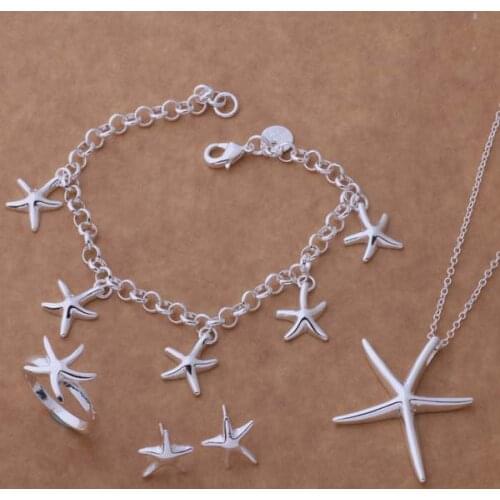 AS086 Wholesale Silver Plated Jewelry Sets Free Shipping Bracelet 124 + Necklace 281 + Earring 280 + Ring 294 /bgcajxja Aecaivja