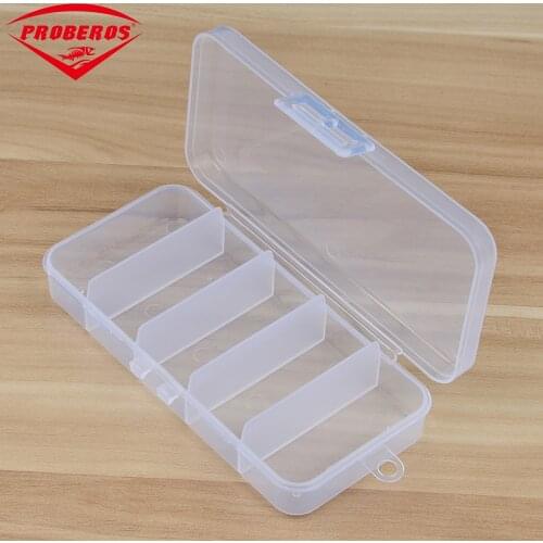 PROBEROS Fishing Tool Accessaries 5 Compartment Plastic Fishing Tackle Box for Fishing Lures 13*6*2.5cm Transparent Hooks Spoons