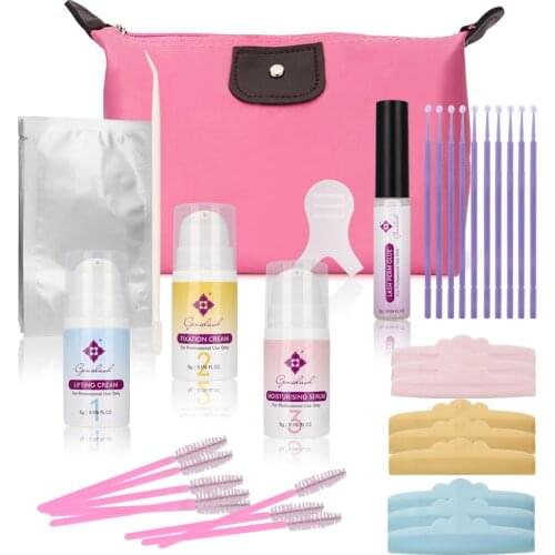 Genielash Professional Eyelash Perm Kit Updated Lash Lifting kit with Perming Glue Silicone pads Long lasting Natural effect